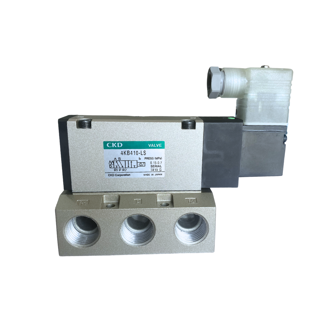 Electro válvula neumática 5/2 Puertos 1/2" Mono estable Marca CKD Moldeo 4KB